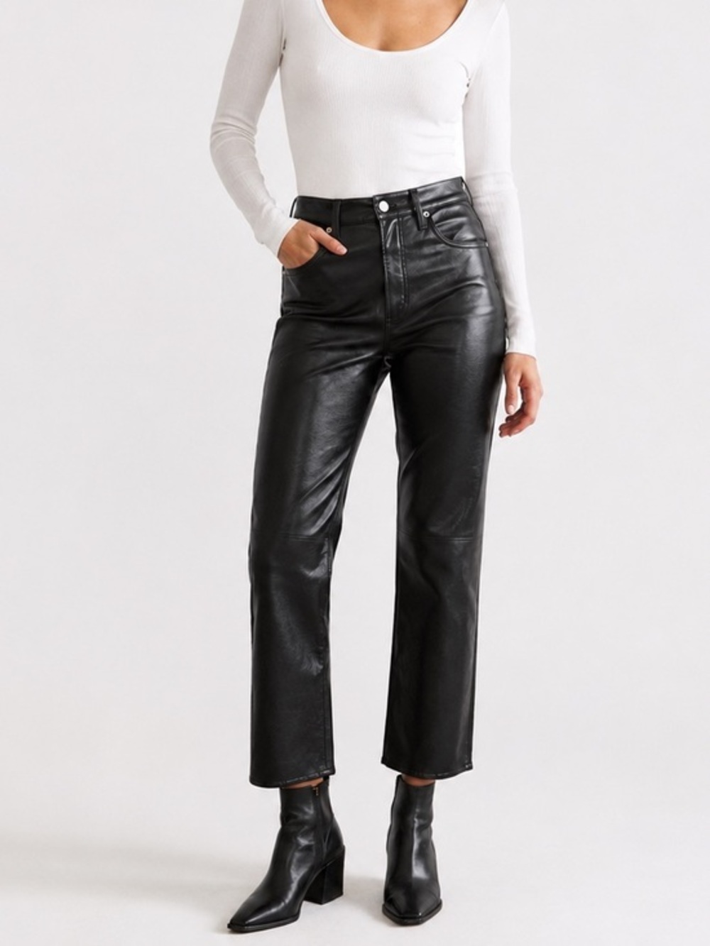 AGOLDE recycled leather blend black 90s pinch waist pants 29